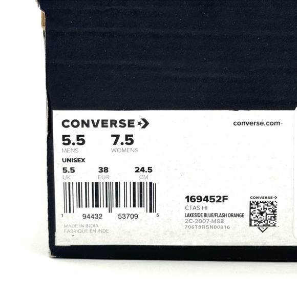 Women's Converse CTAS HI Shoes - LAKESIDE BLUE/FLASH ORANGE - Picture 8 of 8